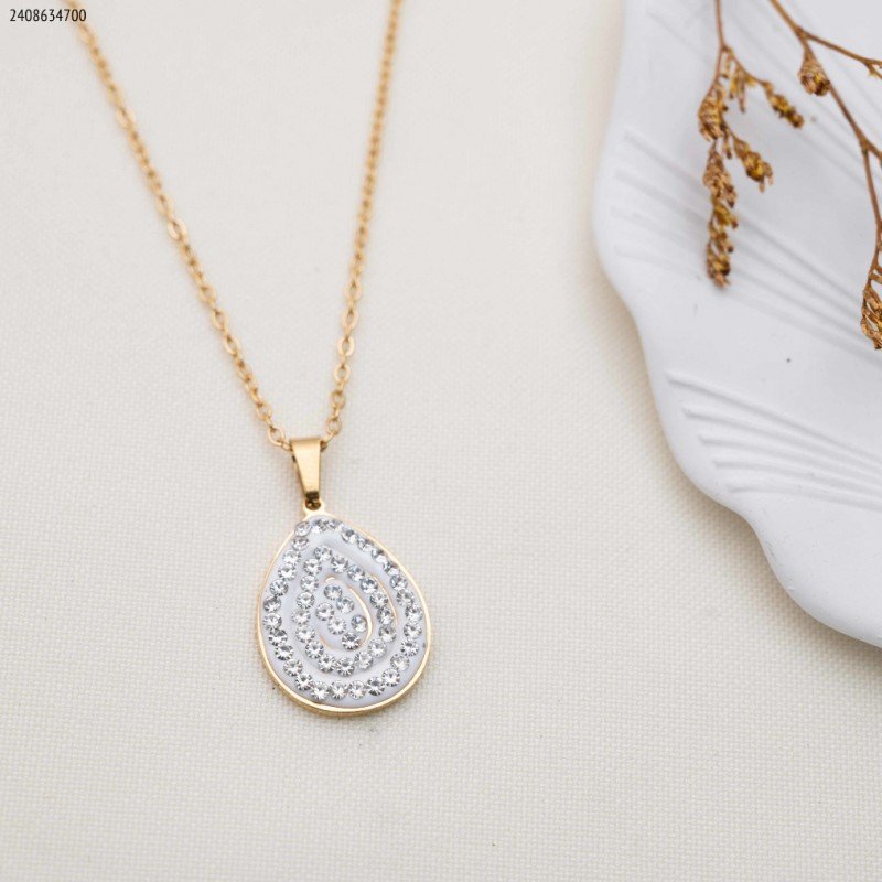 سلسال دمعة زركون أبيض لون ذهبي