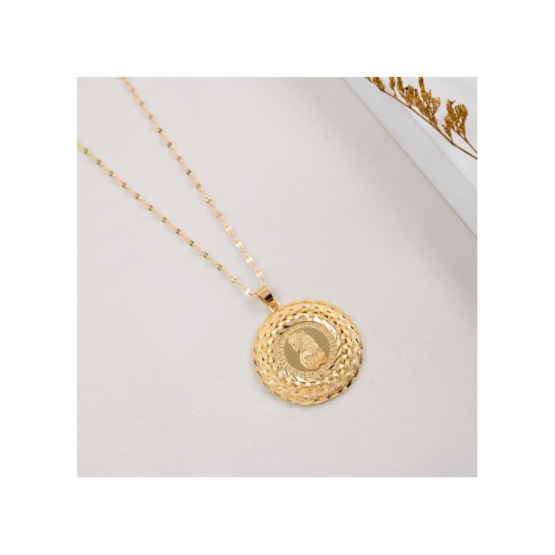 سلسال ذهبي بلدي بتصميم اونصة بإطار مجدول