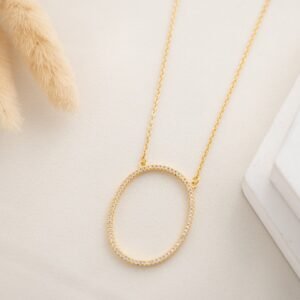سلسال ذهبي زركون بتصميم حرفO