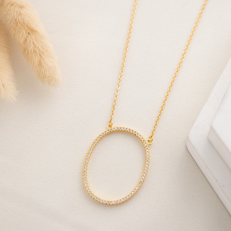 سلسال ذهبي زركون بتصميم حرفO