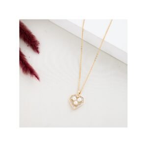 سلسال ذهبي زركون مع لولو بتصميم قلب