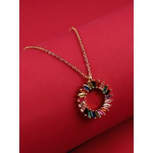 سلسال ذهبي زركون ملون بتصميم دائري