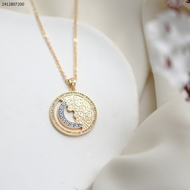 سلسال ذهبي وكحلي قل مع زركون كفالة سنتين ضد تغير اللون