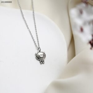 سلسال ستيل سادة دب صغير لون فضي كفالة سنتين ضد تغير اللون