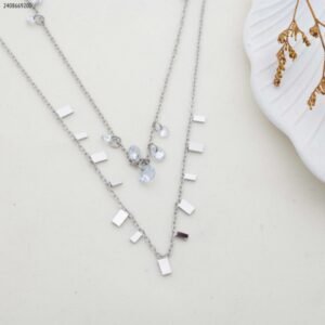 سلسال طبقتين لون فضي