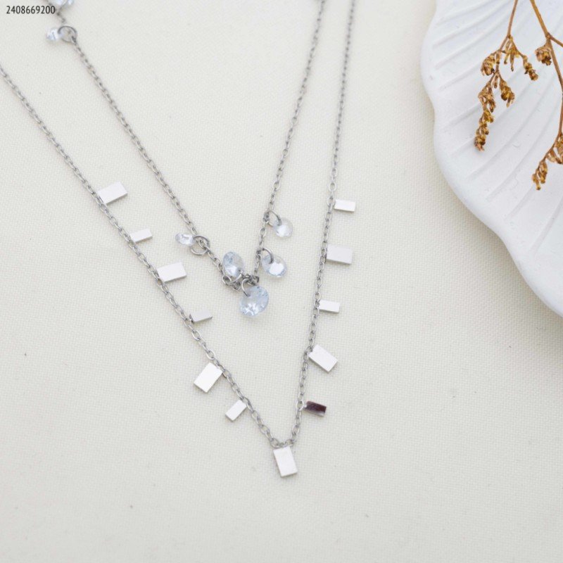 سلسال طبقتين لون فضي