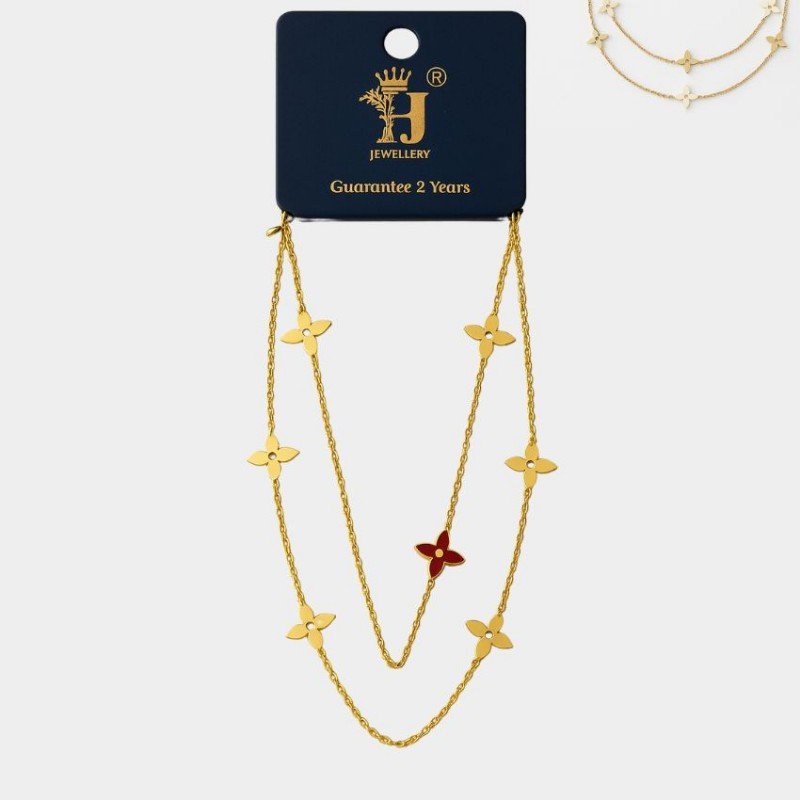 سلسال طويل طبقتين لون ذهبي