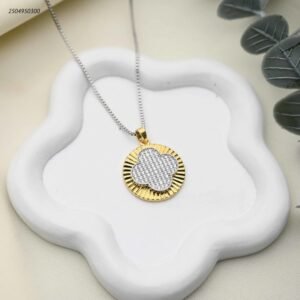 سلسال فان كليف زركون مع اطار شعاع لون فضي و ذهبي