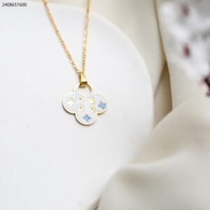 سلسال فان كليف كوكب لون ذهبي و أبيض كفالة سنتين ضد تغير اللون