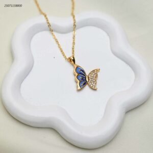 سلسال فراشة ملونة لون ذهبي وازرق