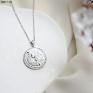 سلسال فضي اسلامي زركون ماركة دائري كفالة سنتين ضد تغير اللون