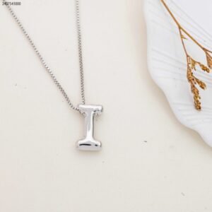 سلسال فضي بتصميم حرف I منفوخ حجم وسط