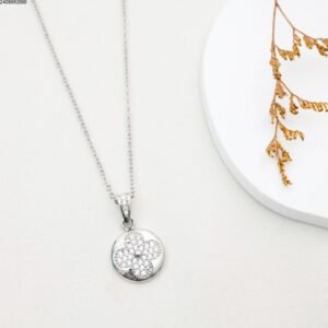 سلسال فضي دائري بتصميم وردة كفالة سنتين ضد تغير اللون