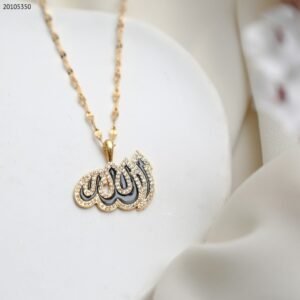 سلسال فضي وأسود لفظ الجلالة مع زركون كفالة سنتين ضد تغير اللون