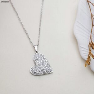 سلسال قلب زركون لون فضي