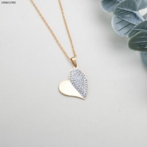سلسال قلب نصفين زركون وناعم لون ذهبي