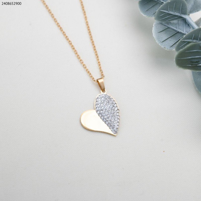 سلسال قلب نصفين زركون وناعم لون ذهبي