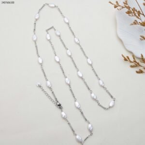 سلسال لولو بيضاوي لون فضي