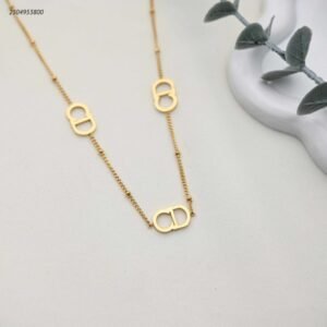 سلسال ماركة طويل حرفي C D متداخلين لون ذهبي