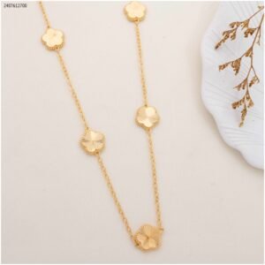 سلسال وردة خماسية طويل خمس تعليقات لون ذهبي