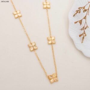 سلسال وردة رباعية طويل خمس تعليقات لون ذهبي