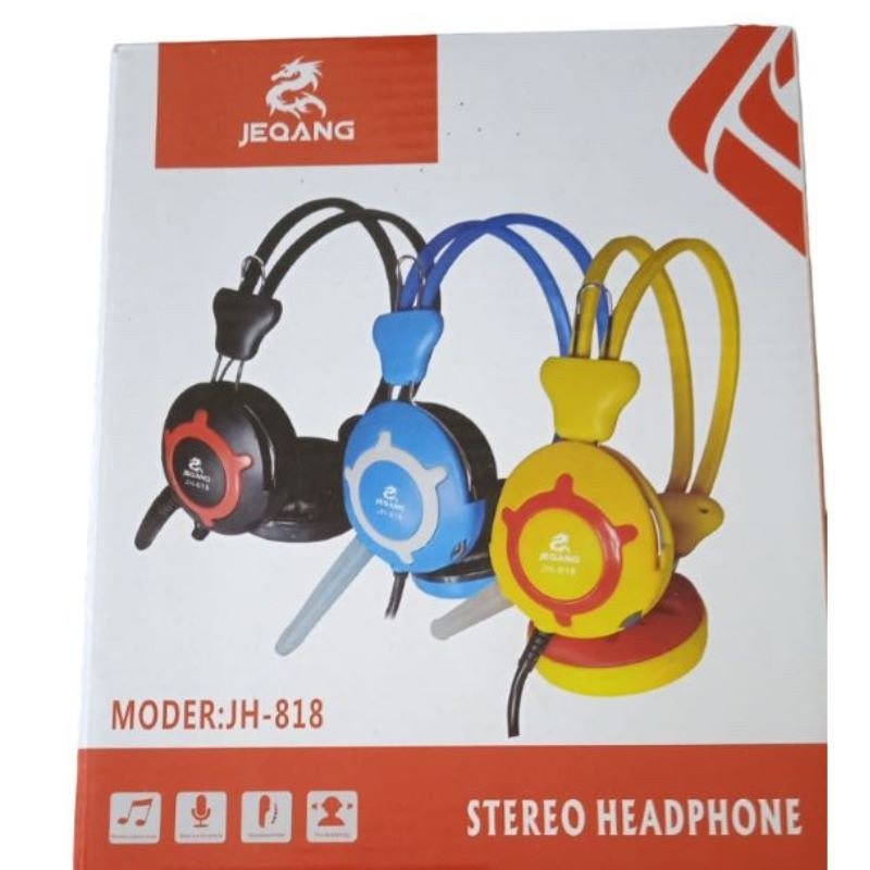 سماعة رأس سلكية مع ميكروفون للألعاب موديل JEQANG JH-818 لون أسود