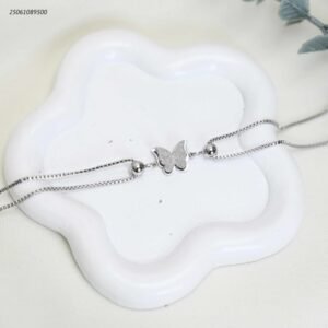 سوار تو لاين مع فراشات لون فضي