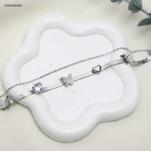 سوار تولاين أفعى مع فراشات متتالية لون فضي