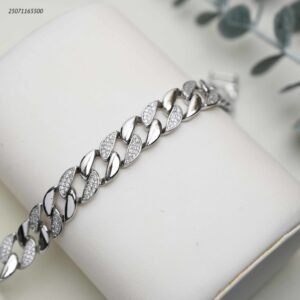 سوار جنزير أنيق مع زركون لون فضي