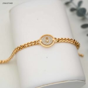 سوار جنزير مع دائرة عليها زركون لون ذهبي