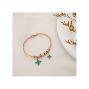 سوار جولدن روز بتصميم ورود خضراء