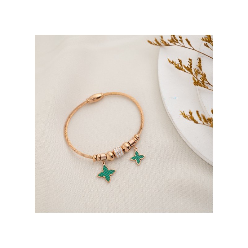 سوار جولدن روز بتصميم ورود خضراء