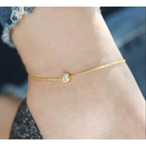 خلخال ذهبي بتصميم زركون أبيض