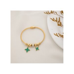 سوار ذهبي بتصميم ورود خضراء