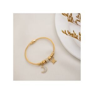 سوار ذهبي زركون بتصميم هلال ونجمة