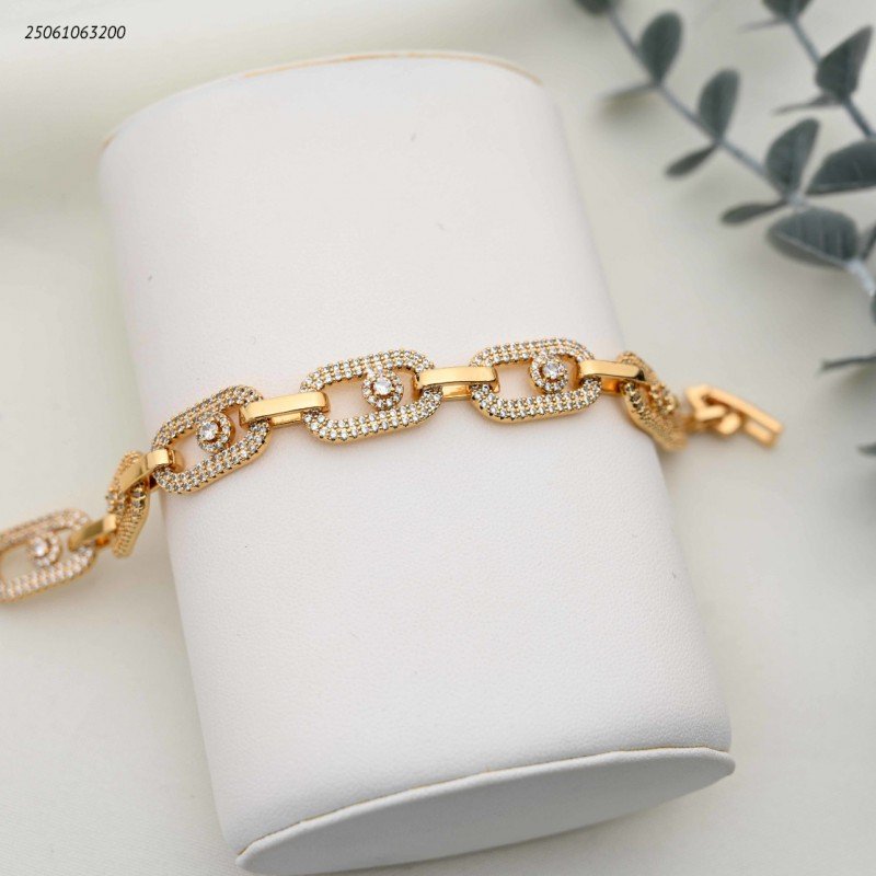 سوار سلسلة مع زركون لون ذهبي