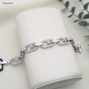 سوار سلسلة مع زركون لون فضي