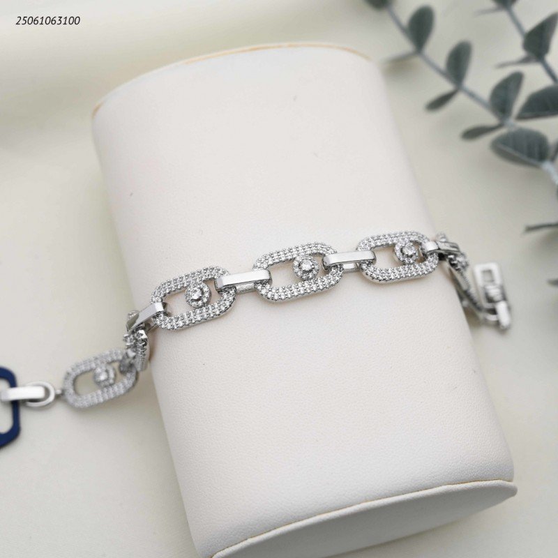 سوار سلسلة مع زركون لون فضي