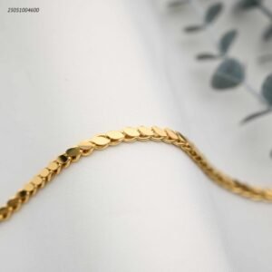 سوار عصري بتصميم صفائح بيضاوية لامعة وأنيق لون ذهبي