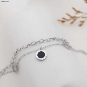 سوارة طبقتين مع حلقات لون فضي