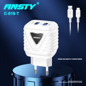 عظمة  بفتحتين USB مع كيبل Type C - ماركة Ansty 019