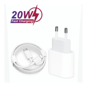 ( شاحن ايفون سريع 20 واط ( عظمة بمدخل تايب سي + وصلة شحن سريع