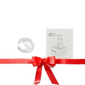 شاحن آيفون سريع 35 واط عظمة بمدخلين + وصلة شحن سريع ايفون و تايب سي