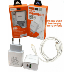 شاحن ايفون عظمة بمدخلين + وصلة تايب سي تو ايفون يدعم الشحن السريع