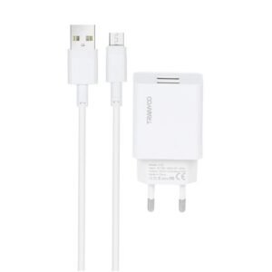 شاحن بمدخلين يدعم شحن سريع 14 واط يو اس بي مع سلك شحن مايكرو