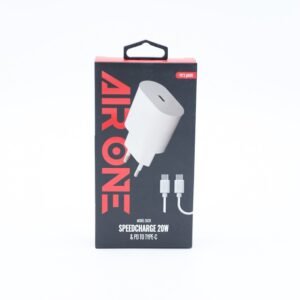 شاحن بمنفذ تايب سي مع كابل منفذ تايب سي من اير ون لون أبيض