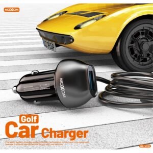 شاحن سيارة مع كيبل شحن مدمجة منفذ USB و Type C - ماركة Moxom MX-VC18