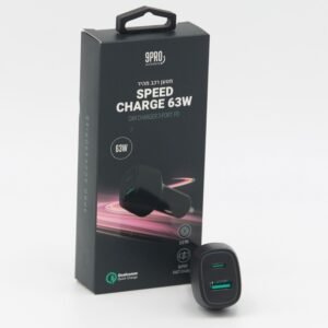 شاحن سيارة يدعم شحن سريع 63 واط لون أسود