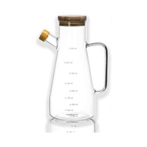 شاف زجاج بغطاء خشب بامبو سعة 800 مل