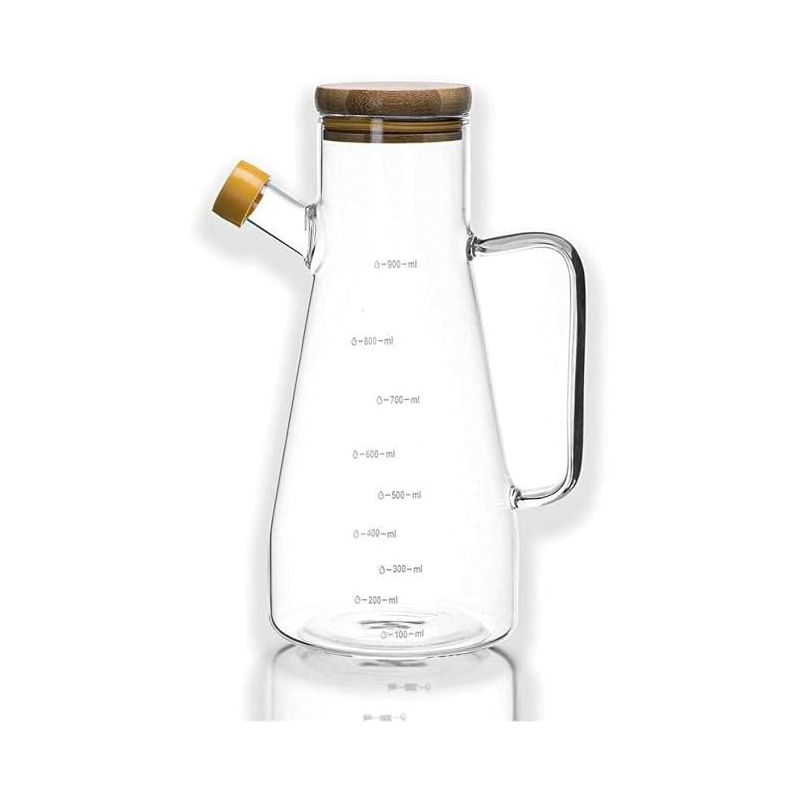 شاف زجاج بغطاء خشب بامبو سعة 800 مل